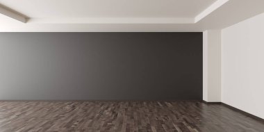 Arka koyu gri walll ile boş modern oda 