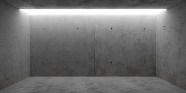 Abstraktní prázdná, moderní betonová místnost s nahoře osvětlenou zadní stěnou — Stock fotografie