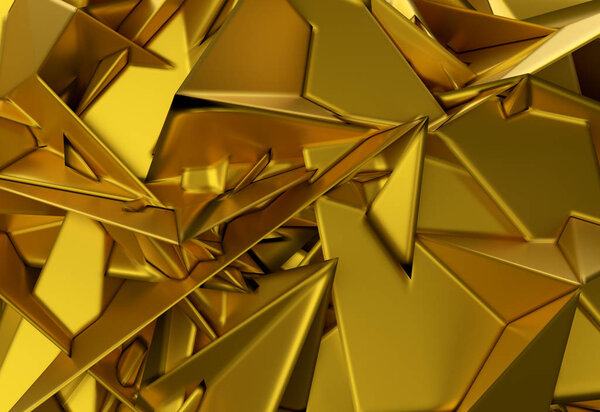 Abstract shiny gold metallic poylgonal triangle background 