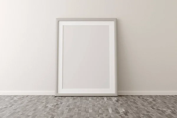 Lege Picture Frame leunend tegen witte muur in lichte kamer — Stockfoto