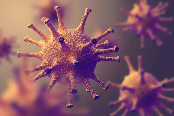 Microscopische macro-weergave van het virus in vloeistof — Stockfoto