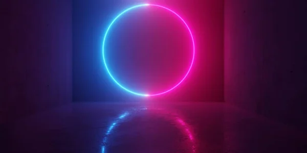 Abstrakt blå och röd glödande neon ljuscirkel — Stockfoto