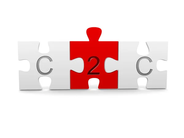 Drie Puzzelstukjes Met C2C Consument Tot Consument Tekst Witte Achtergrond — Stockfoto