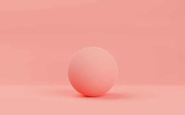 コピースペース 現代的な最小コンセプトテンプレート 3Dイラストとピンクの背景に原始的なシングルピンクの幾何学ボール球 — ストック写真