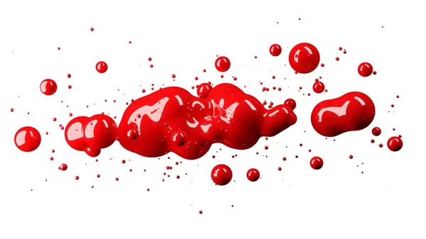 Organic Red Fluid Metaball Liquid Paint Drops Floating Mid Air — Φωτογραφία Αρχείου