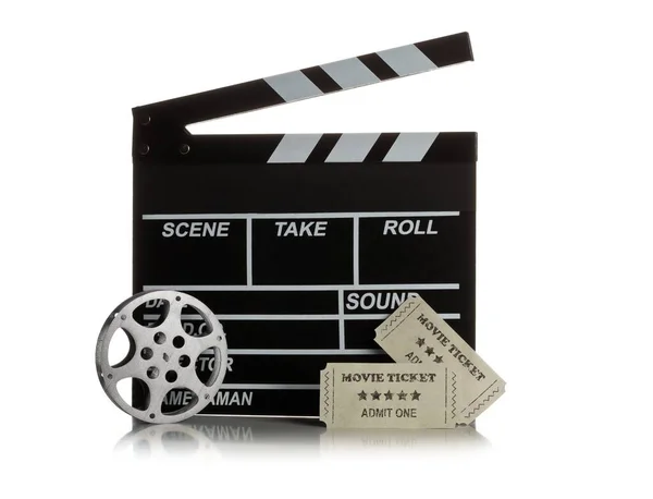 Singel Svart Öppen Film Clapper Eller Clapper Board Med Film — Stockfoto