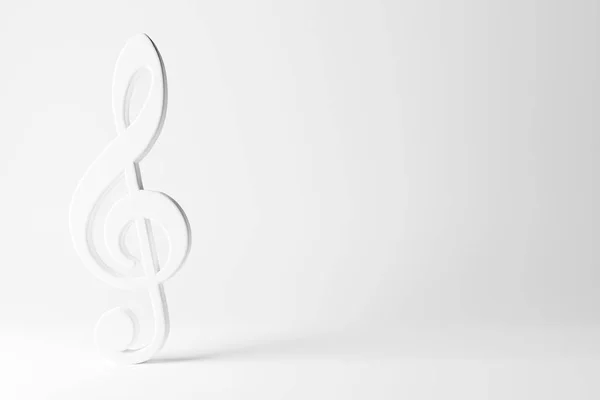 White Music Treble Clef Symbol Stojící Bílém Pozadí Kopírovacím Prostorem — Stock fotografie