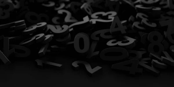 Fekete Monokróm Színű Véletlen Számjegyek Kupac Fekete Háttér Algebra Oktatási — Stock Fotó
