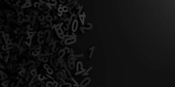 Schwarzer Monochrom Gefärbter Zahlenstapel Auf Schwarzem Hintergrund Algebra Bildungs Oder — Stockfoto
