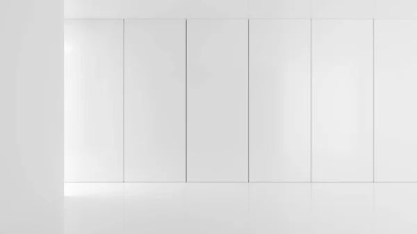 Üres Absztrakt Modern Fehér Falak Szoba Világítással Balról Hátfalról Panelek — Stock Fotó