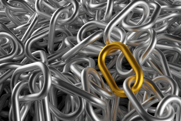 Golden Chain Element Heap Silver Metal Chains Success Standing Out — Stock Photo, Image