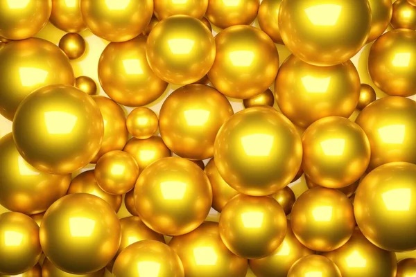 Esferas Ouro Brilhante Quadro Fundo Enchimento Natal Modelo Fundo Luxo — Fotografia de Stock