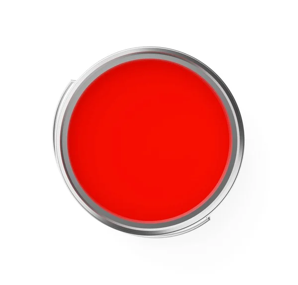 Czerwona Farba Srebrnym Wiadrze Farby Izolowane Białym Tle Koncepcja Remontu — Zdjęcie stockowe