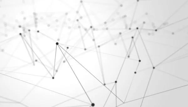 Schwarzes Netzwerk Gitter Drahtgestell Mit Partikelpunkten Auf Weißem Hintergrund Technologie — Stockfoto