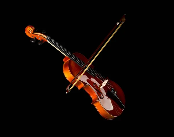 Violín Violín Madera Marrón Instrumento Musical Clásico Con Arco Aislado —  Fotos de Stock
