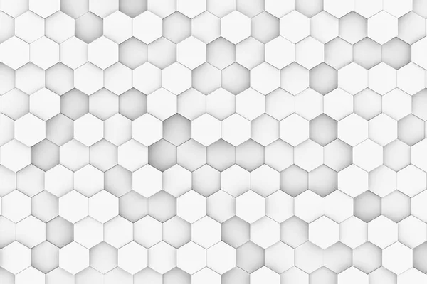 Random Shifted White Hexagon Honeycomb Geometrical Pattern Background Soft Shadows — Stock Photo, Image