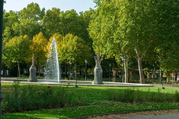 Parc Ville Avec Beaucoup Végétation Colorée — Photo