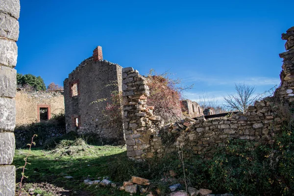 abandoned old house in ruins in mountain village in spain