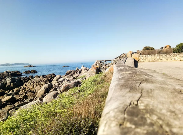 Holzgeländer Meer Der Spanischen Küste — Stockfoto