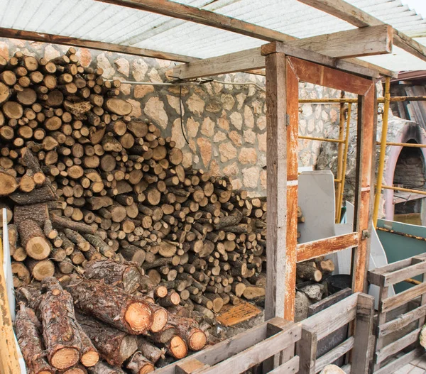 Privater Holzschuppen Für Den Winter Vorbereitet — Stockfoto