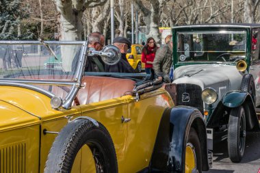 Valladolid, İspanya - 3 Mart 2019: Veteran araçlar Toplantı