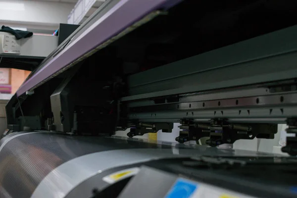 Close detail of vinyl printing plotter working — Stock Photo, Image