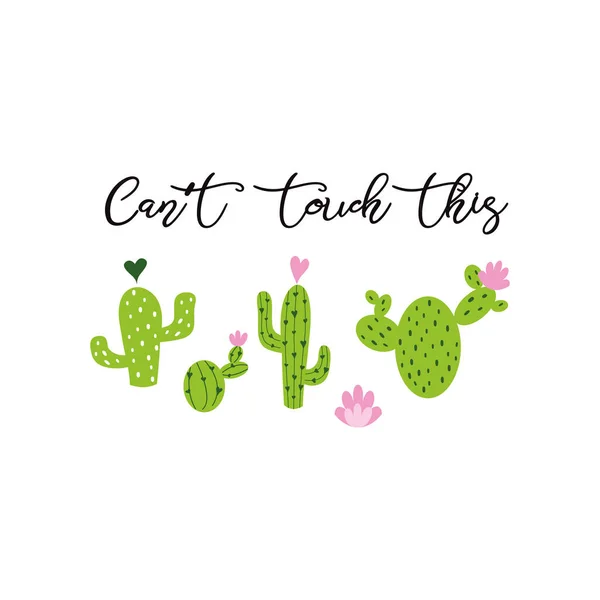 Cant Touch Questo Testo Decorato Cactus Spinoso Con Fiore Citazione — Vettoriale Stock