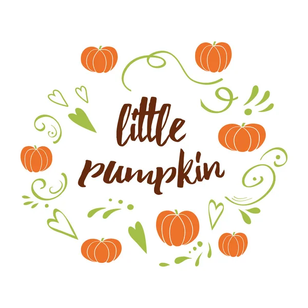 Vector Typography Banner Text Little Pumpkin Romantic Baby Shower Hand — Stock Vector