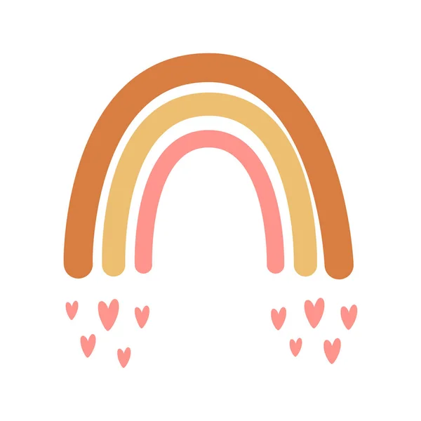 Ilustração do arco-íris do bebê com coração. Elemento bonito chuveiro do bebê. Impressão infantil. Arcos-íris pastel no vetor —  Vetores de Stock