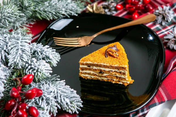 Leckerer Keks Kuchen Mit Nüssen Auf Dem Belag Leckeres Dessertessen — Stockfoto