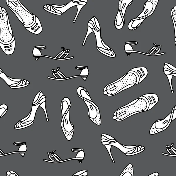 Scarpe Disegnate Mano Donna Ragazza Illustrazione Vettoriale Del Modello Senza — Vettoriale Stock