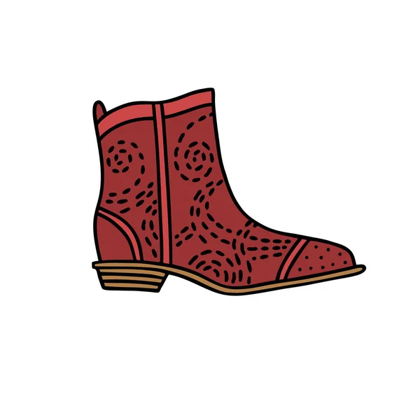Kovboy Tarzı Ayakkabı Çizilmiş Anahat Inme Vektör Çizim Afiş Tasarımı — Stok Vektör
