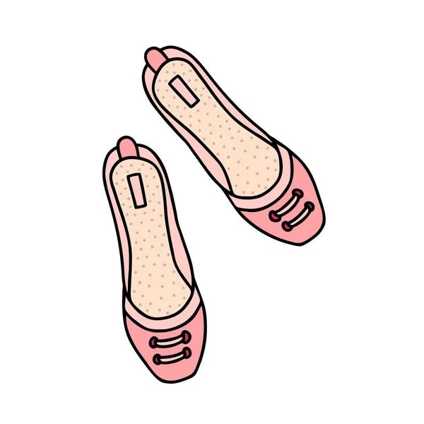 Çift Ayakkabı Için Kız Kadın Çizilmiş Anahat Inme Vektör Çizim — Stok Vektör
