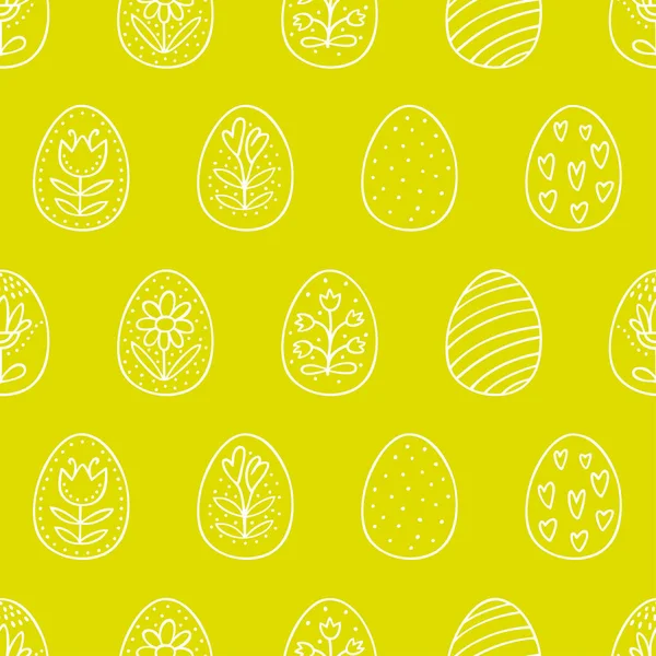 Easter eggs seamless pattern with hand drawn decoration — Stock Vector