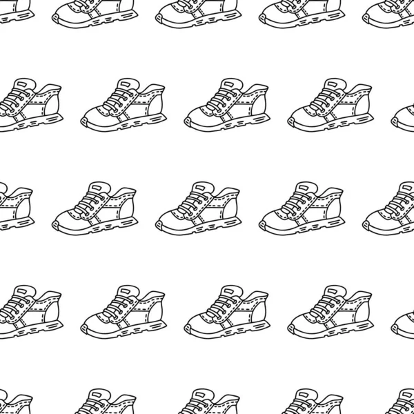Modèle sans couture avec des chaussures de sport dessinées à la main — Image vectorielle