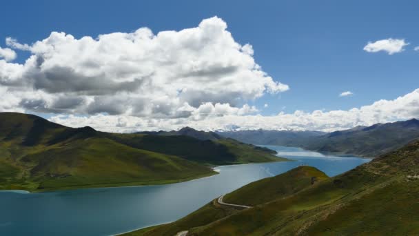 Horské jezero Yamdrok Himalájí Tibetu — Stock video