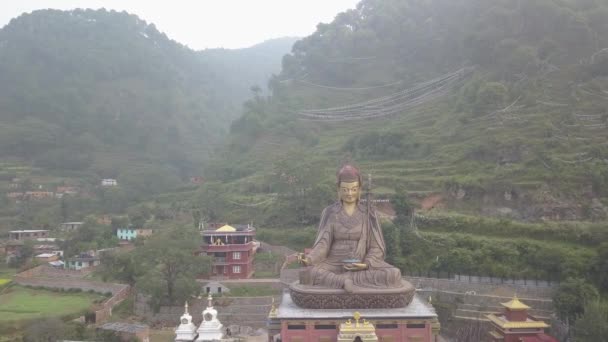 View of Statue Temple of Guru Padmasambhava, Kathmandu valley, Nepal - October 16, 2017 — Stock Video