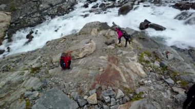 Mavi buz buzul açık. Buer buzul, Norveç dron görünümünden hava üzerinden