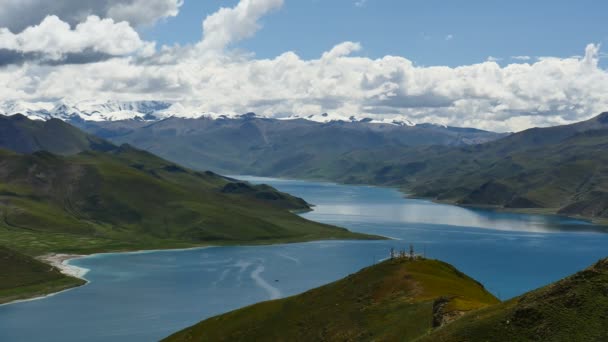 山ヤムジョユムツォ [湖] ヒマラヤ チベット — ストック動画