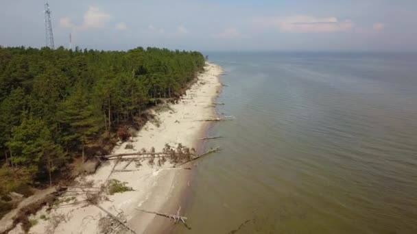 Aerial view of cape Kolka, Baltic sea, Latvia — Stock Video