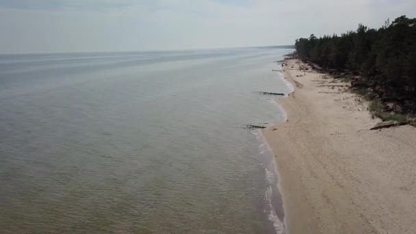 Aerial view of cape Kolka, Baltic sea, Latvia — Stock Video