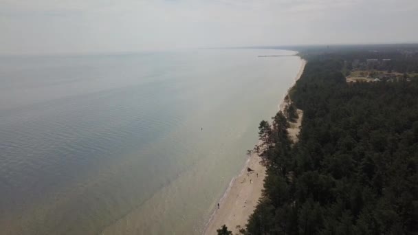 Вид с воздуха на мыс Колка, Балтийское море, Латвия — стоковое видео