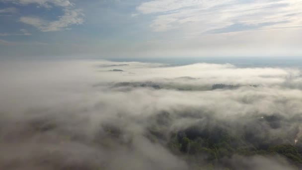 Aerial View Morning Mist Jurkalne Latvia Summer View — Stock Video