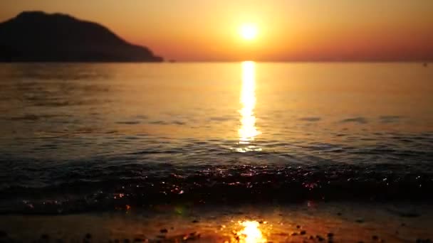 Sonnenaufgang Silhouette über Meer und Himmel Türkei — Stockvideo