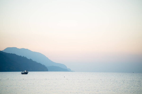 Moment before sunrise above sea and sky Turkey