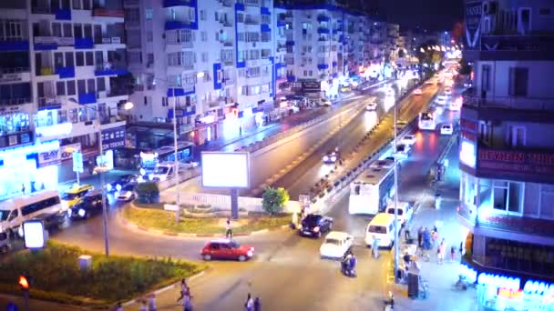 Antalya, Turquía - 17 de agosto de 2018: Vídeo de luces de ciudad nocturna. Antalya, Turquía, 17 de agosto de 2018 — Vídeos de Stock