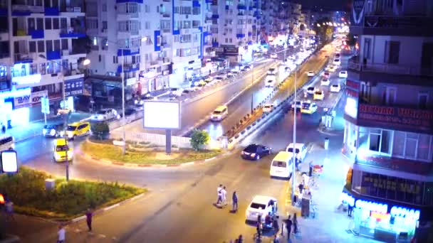 Antalya, Turkey - August 17, 2018: Night town lights video. Antalya, Turkey, on August 17, 2018 — Stock Video
