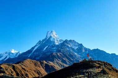 Machapuchare dağın Fishtail Himalayalar aralığı Nepal