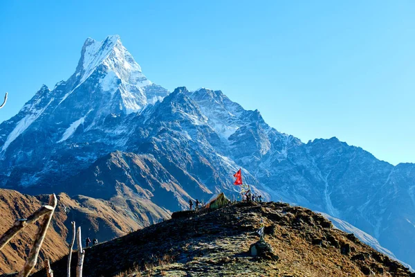 Machapuchare dağın Fishtail Himalayalar aralığı Nepal