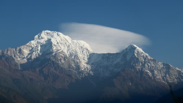 Annapurna South Peak and pass in the Himalaya mountains, Annapurna region, Nepal 4K — Stock Video
